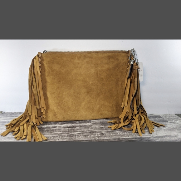 🤩😍Rare Coach 1941 cervo suede fringe Wristlet 30 - Picture 4 of 6